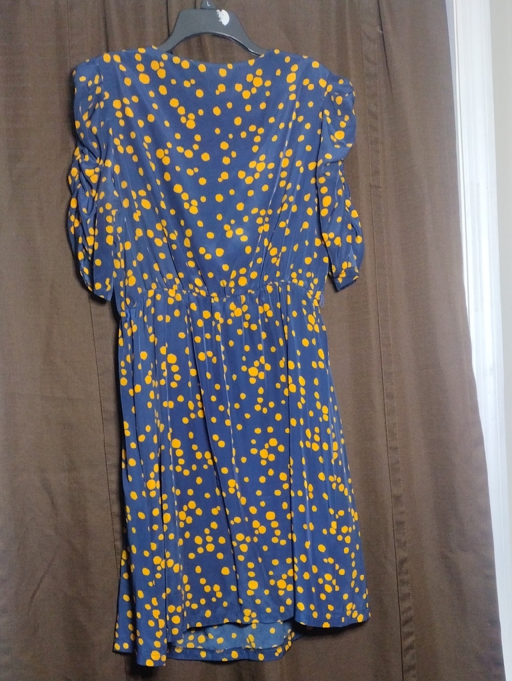 Kristin Miles Navy Dress with Orange Polka Dot Print - Picture 7 of 8